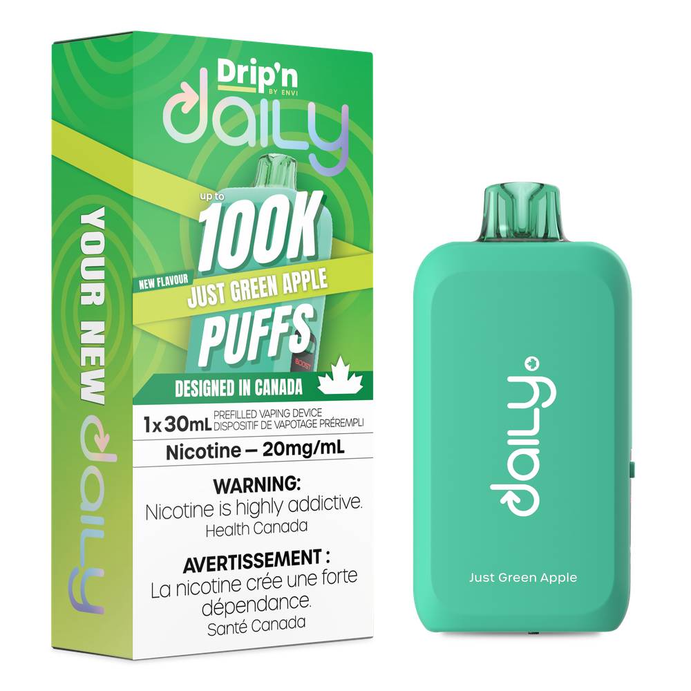 Drip'n Daily 100K Just Green Apple Disposable Vape